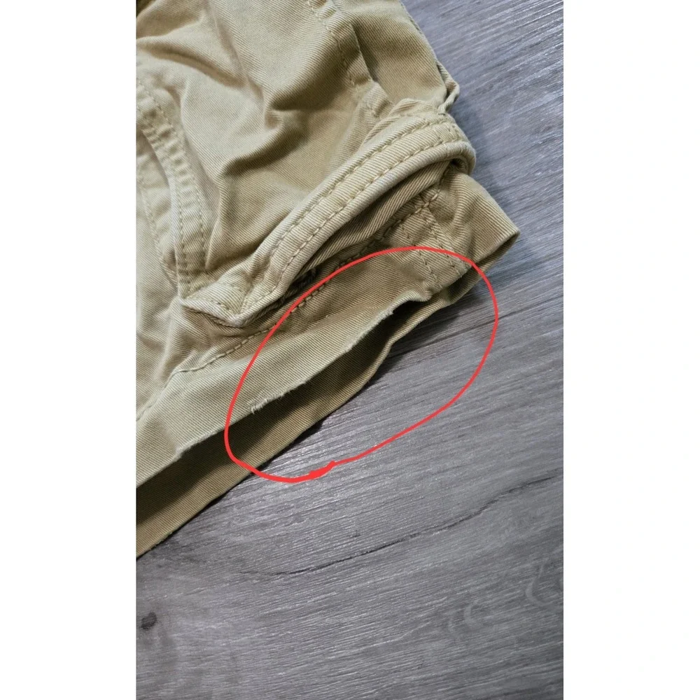 American Eagle Cargo Shorts Mens 32 Khaki Beige Longer Length Y2K Extreme Flex
